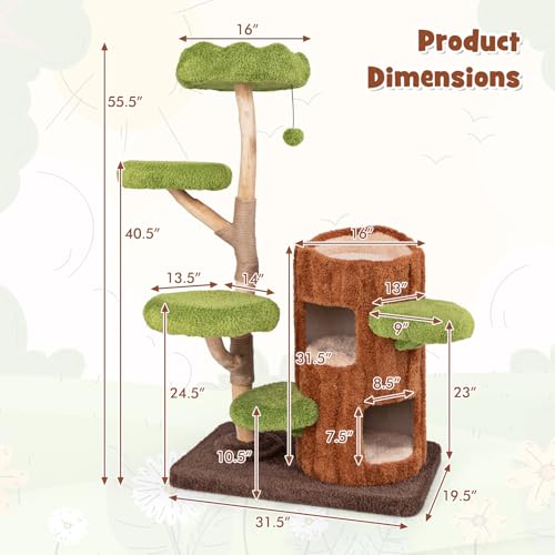 Árbol para gatos de madera sólida Tangkula 3 niveles miniatura 5