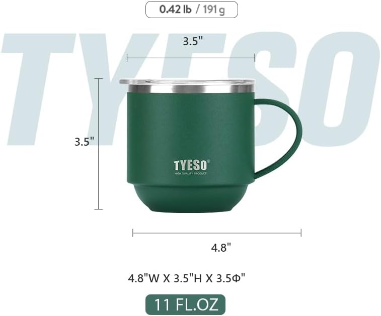TYESO Coffee Mug, Insulated Tumbler with Lid, Vacuum Insulated Mug Double Wall Stainless Steel Cup (WHITE, 11 OZ) - Image 5