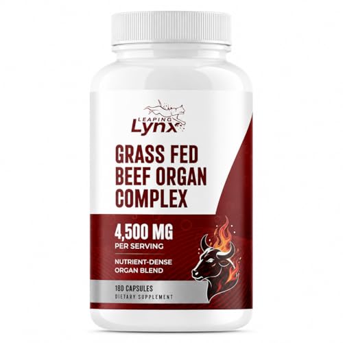 Grass Fed Beef Liver Capsules 4 500 mg Desiccated Beef Liver Supplement 180 Liver Capsules Grassfed Beef Organ Supplement Energy Iron & Ancestral Whole Food Support Non-GMO ISO-Certified