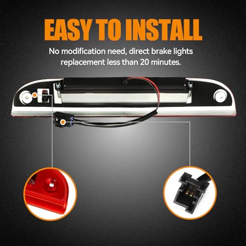 Image of Third 3rd Brake Light LED for 2001-2007 Ford Escape, High Mount Rear Brake Lights Assembly for 05 06 07 Mercury Mariner, Waterproof Center Cab Lamp Stop Light (Red)