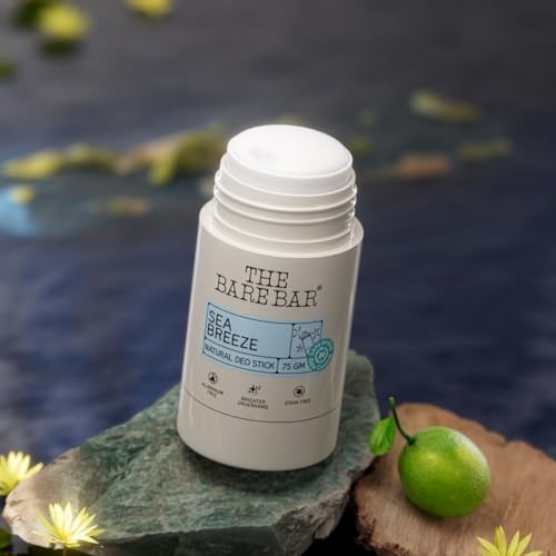 Image of The Bare Bar Sea Breeze Natural Deodorant Stick 75g | Up to 24-Hour Odour Control | Long-Lasting Freshness | Aluminium-Free, Baking Soda-Free | No White Marks, No Staining | For Men & Women