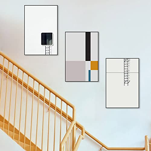 Black Frame Abstract Canvas Wall Art 3-Piece Set Of Famous Paintings Posters Prints Minimalism Natural Fusion Living Room Bedroom Bathroom Office Wall Art Deco Large Size 24 "X 32" (White, 24 "X 32") #TOP3