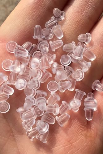 Silikon Küpe Pistonu Küpe Arkalığı 50 Adet 6x5 mm, Saydam