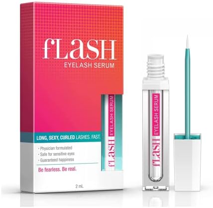 fLASH Eyelash Serum, Serum for Long, Curled Lashes - Enhances and Strengthens Your Natural Safe Effective Formula, 3-Month Supply