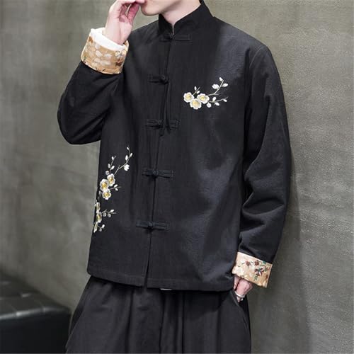 Linen Chinese style Autumn and Winter men's embroidered cotton and linen Tang suit jacket2