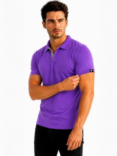 Image of Status Quo Men's Polo T-Shirt | Rich Cotton Blend | Slim Fit | All Day Comfort | Contrast Inner Placket | Polo Collar