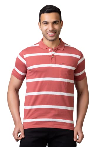 Image of PRORIDERS Half Sleeve Cotton Blend Fabric Collared Regular Fit Men's Polo Striper Tshirt with Pocket for Casual wear