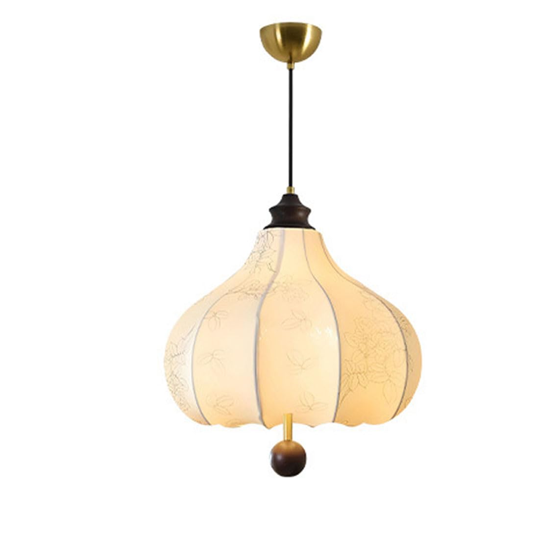 KXEcoLife Vintage style fabric chandelier, French pattern bedroom dining room bar solid wood cloakroom romantic light fixtures,A,40CM