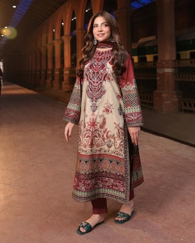 Image of ANNI Designer Women's Rayon Viscose Printed Straight Kurta Pant Set with Dupatta | Full Length Kurti | Bell Sleeve | Round Neck Ethnic Wear