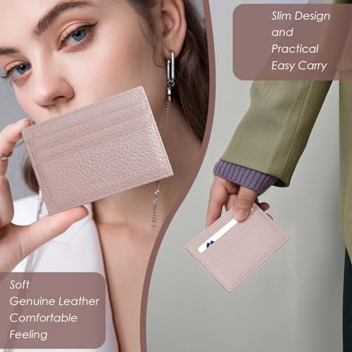 Image of M-Plateau Super Slim Genuine Leather Credit Card Wallet | Card Holder, Small Wallet for Man and Women with 6 Card Slots and 1 Pocket (Apricot)
