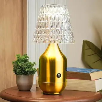 Chronos Valentina Cordless LED Table Lamp (Gold) - USB Rechargeable Portable Touch Control Dimmable 3 Light Color Tunable Table Lamp for Hotel, Cafe, Restaurant or Home for Bedside, Center or Dining