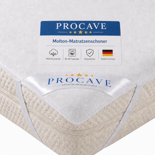 PROCAVE Molton-Matratzenschoner in weiß Matratzen-Auflage aus 100% Baumwolle hochwertige Moltonauflage als Matratzenschutz Premium Qualität Made in Germany 100x200 cm