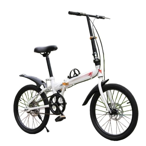JoFist折りたたみ変速自転車 コンパクト ディスクブレーキ搭載 95%組み立て 14/16/20 インチ小輪タイプ 耐荷重200kg、 折り畳み自転車 軽量 (20インチディスクブレーキシングルスピード,ホワイト)