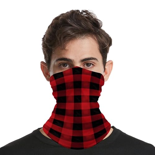 Cuello pasamontañas mascarilla facial transpirable a prueba de viento con patrón de cuadros rojo y negro, protección solar y polvo, balaclava para hombre y mujer miniatura 3