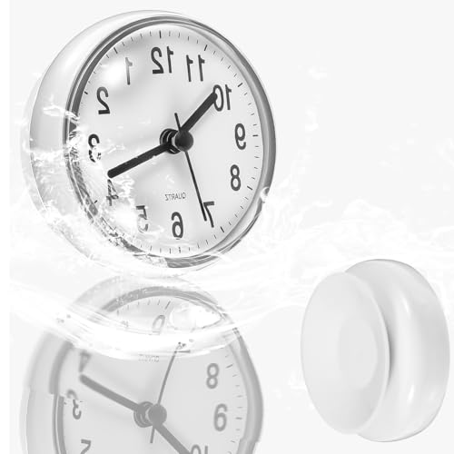 Waterproof Shower Clock, Shower Timer with Strong Suction Cup Design, White Bathroom Clocks for Home...