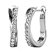 Cate & Chloe Amaya Adventurous 18k White Gold Plated Hoop Earrings with Swarovski Crystals, Sparkling Silver Twisted Hoops Earring Set w/Solitaire Round Cut Diamond Crystals, Anniversary Jewelry