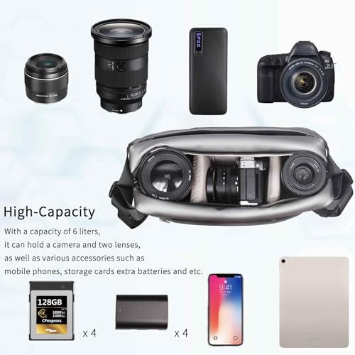 Image of INNOREL 6L Camera Sling Bag,Crossbody Lightweight Camera Bag Waterproof Camera Case CB0635 Silver with Tripod Holder,DSLR /SLR /Mirrorless for Travel, Cycling, Work, Sport, Hiking, Gym