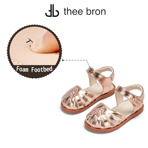 Image of THEE BRON Toddler Girls Closed-Toe Sandals Sweet Retro Cutout Summer Dress Shoes