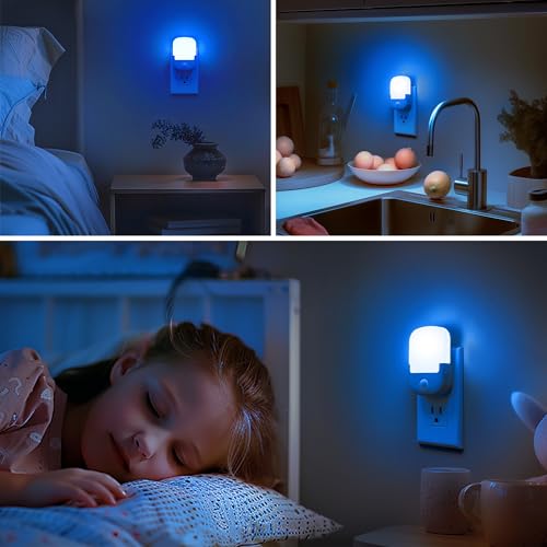 Image of Briignite Blue Motion Sensor Dusk to Dawn Dimmable Led Night Light 2Pack for Kids, Bedroom, Kid Room, Bathroom