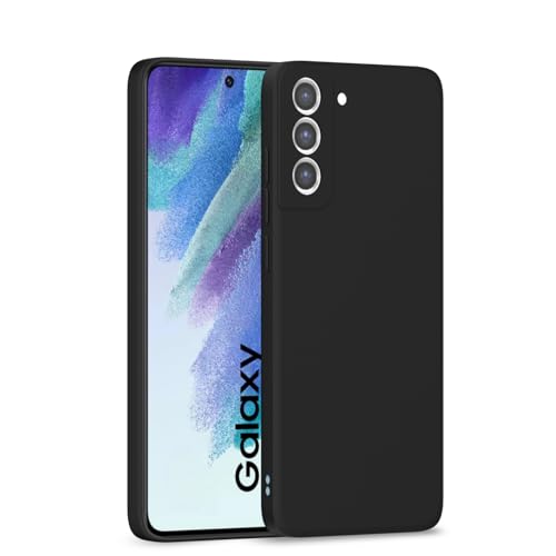 Image of Outlouders Back Cover for Samsung Galaxy S21 FE 5G | Camera Protection | Durable Soft Matte Silicone Bumper Case (Black)