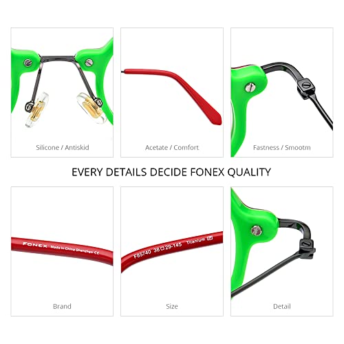 Fonex Acetate Titanium Glasses Frame Men 2022 New Retro Polygon Eyeglasses Women Optical Eyewear F85740 (F85740 Black Green Blue) #TOP3