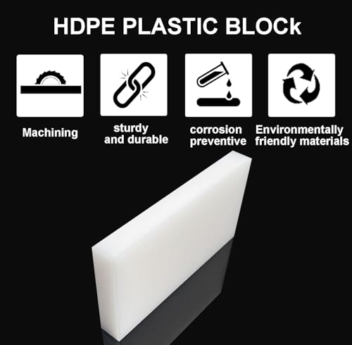 Image of High-Density Polyethylene (HDPE) Plastic Sheet 3 /4 inch Thick 12 inch X 16 inch- White HDPE Sheet,for Machining, Home Improvements, DIY Projects, Engineering,High-Density Polyethylene Plastic Block (Pack of 1)