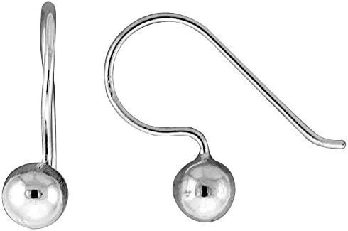 Tiny Sterling Silver Fishhook Ball Earrings 5/16 inch