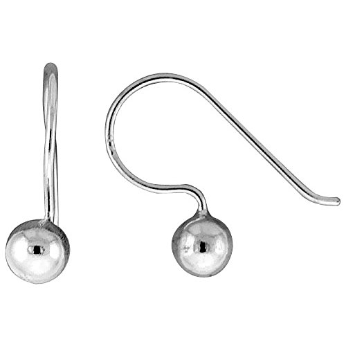 Tiny Sterling Silver Fishhook Ball Earrings 5/16 Inch #TOP1
