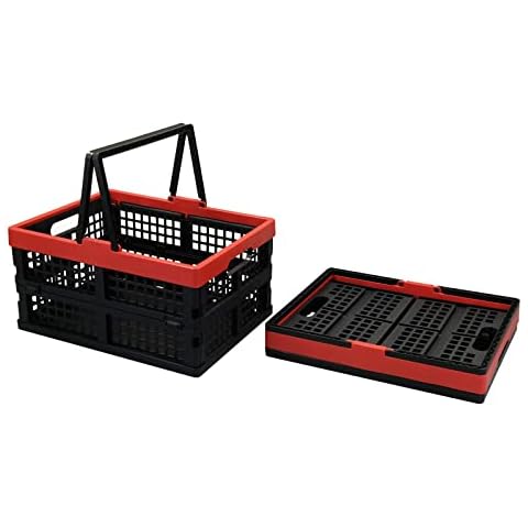 AnnkkyUS 2-Pack Collapsible Storage Bin, Folding Plastic Crates Basket Cover
