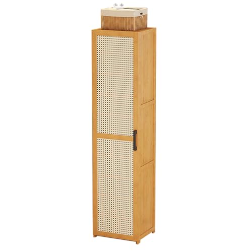 Meuble à chaussures pour petit espace étroit en bambou avec porte occultante