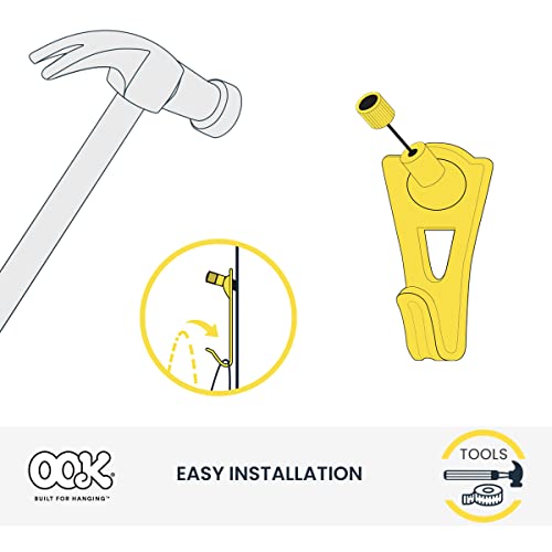 Image of OOK 50615 Professional Picture Hangers, Art Hangers, Padded, Brass, Reusable Picture Hooks, 20lb (15 set) | Steel construction with padded backing,For drywall and plaster walls,Holds framed art and photos while protecting surfaces