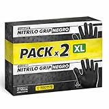 (Pack de 100) Guantes de Nitrilo Diamantados Negros Talla XL (Sin Latex y de Doble Grosor) - Guante Para Mecánica - Nitrile Gloves - Guantes Nitrilo - Guantes Trabajo Hombre - Luvas Descartaveis
