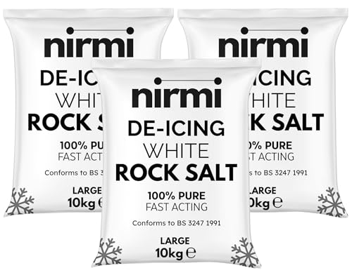 Nirmi White Rock Salt 10kg (Pack of 3) - Large - Premium De-Icing Salt for Driveways, Paths, Roads | Fast-Acting & Powerful | Natural Weed Control & Ice Melt