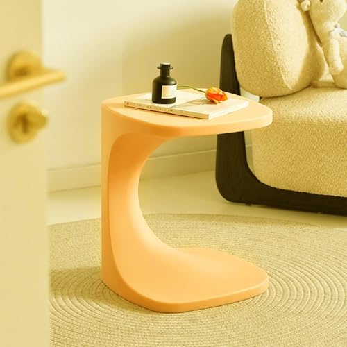 Mesa auxiliar en forma de C, pequeña mesa auxiliar que ahorra espacio para sofás y salas de estar, perfecta para mesita de noche, diseño deslizante