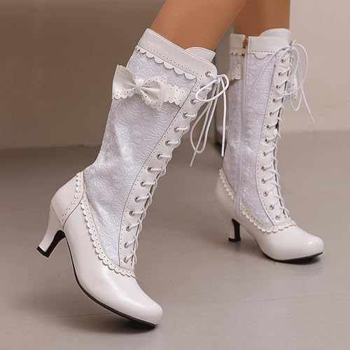 Bottes Femmes Vintage Gothiques Victoriennes à Talon Bas