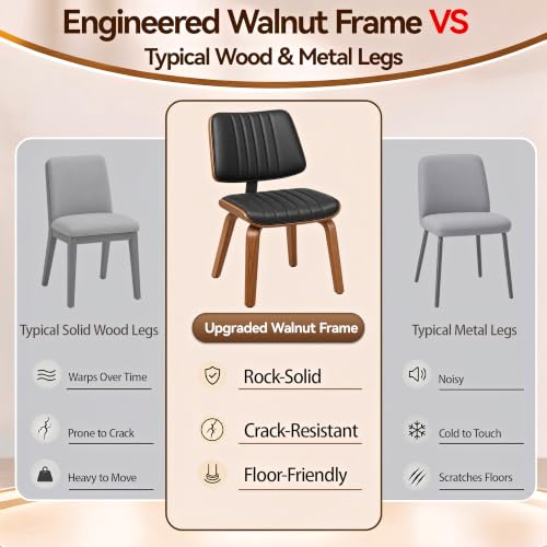 Image of Dining Chairs, Mid Century Modern Chairs for Kitchen, Set of 4, Black