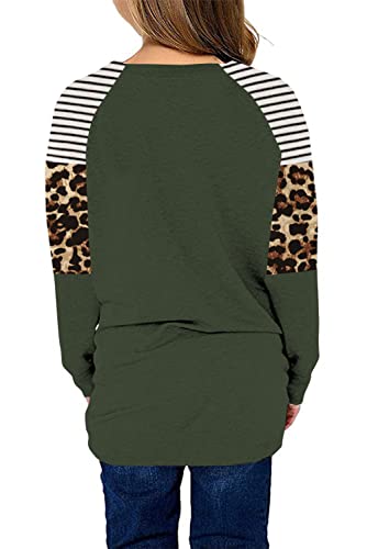 Image of SELINK Girls Big Kids Long Sleeve Striped Color Block Pocket Tees | Casual Loose Fit With Side Pockets,Soft Stretch Polyester Blend For Big Girls Daily&Back To School Wear