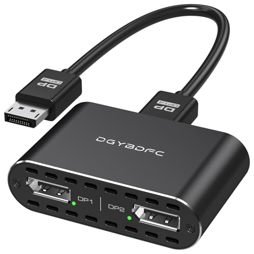 DisplayPort to Dual DisplayPort Adapter Dual 4K120Hz or 4K144Hz+4K60Hz Extend/Copy Mode/SST/MST to 2 DP Display Port Adapter for 2 Monitors (MacOS Only Supports SST Mode No DP Cable)