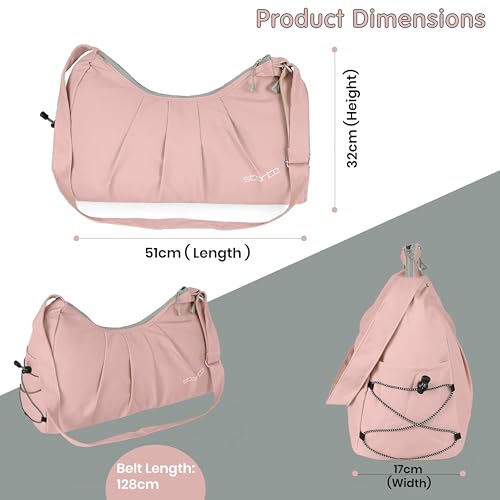 Image of Storite Nylon 51 Cm Imported Multi Purpose Travel Duffle Bag for Women with Dry and Wet Pocket, Lightweight Waterproof Luggage Bag with Shoe Compartment (Pink, 51 x 17 x 32 cm)