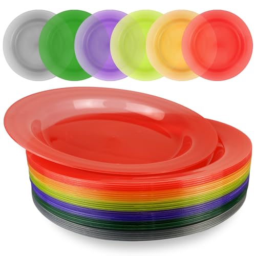 WAIZHIUA Lot de 36 assiettes réutilisables en plastique incassables de 25 cm, passent au...