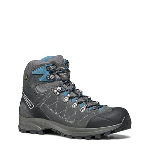 SCARPA Men's Kailash Trek GTX Waterproof Gore-Tex Lightweight Boots for Backpacking & Hiking - Shark Grey/Lake Blue - 10.53