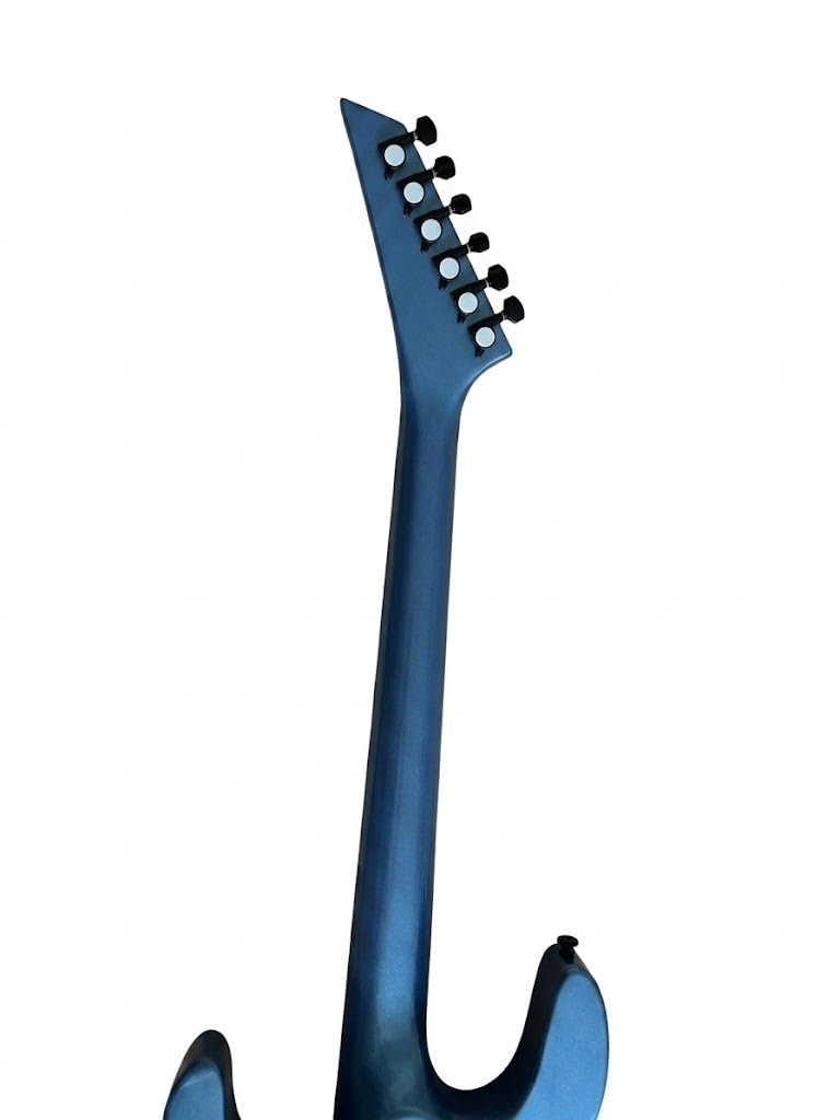 Chitarra elettrica a corpo solido, stile Shredder blu ghiaccio metallizzato con pickup HSS e tremolo bloccabile, 6 corde full size for hard rock (Guitarra Eléctrica)