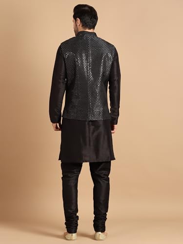 Image of men's Silk Blend Kurta Pejama & Waistcot Set