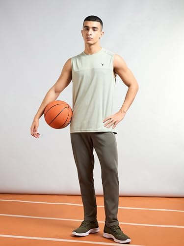 Image of TECHNOSPORT Men Mid Rise Solid Regular Fit Track Pant with Technodry, Antimicrobail for Gym, Workout, Sports and Regular Use
