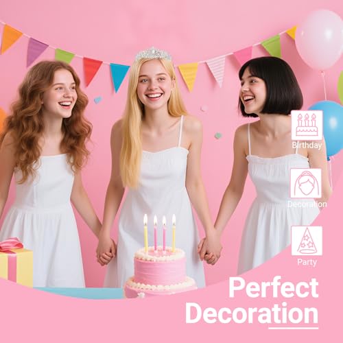 Birthday Tiara and Crown with Sash, Birthday Tiara for Women Party (Silver)