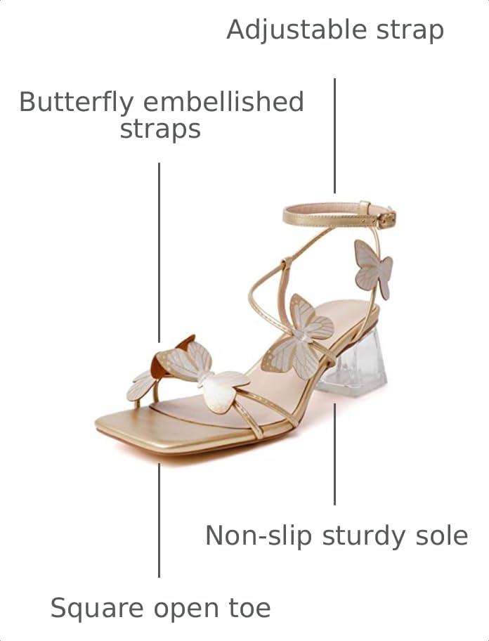 Image of Zamikoo Women's Heeled Sandals Square Open Toe Ankle Strap Block Heels Strappy Clear Heels Chunky Low Heels