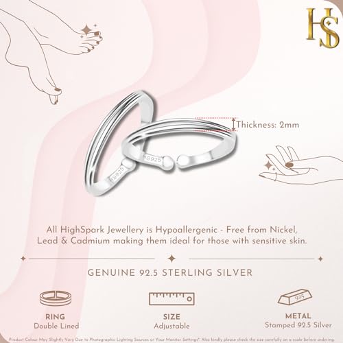92.5 Sterling Toe Rings Adjustable Contemporary Style & Stunning Shine