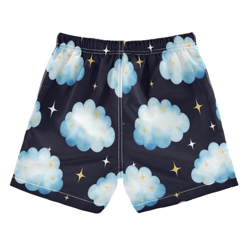Swim Shorts for Boys, Big Boys Swim Trunks 2t, Watercolor Blue Clouds2
