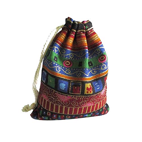 shengyuze 10Pcs Double Drawstring Jewelry Pouches Empty Embroidery DIY Sachet Storage Bag Set for Home - Blue