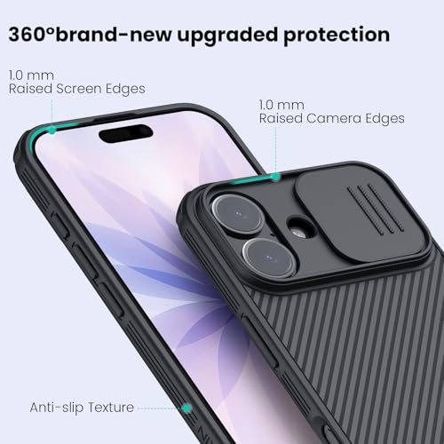 Image of Nillkin for iPhone 17 Case with Slide Camera Cover, Thin Slim Fit, Shockproof Protective, Protector Privacy, Phone Case iPhone 17 Camera Lens Protector 6.3 inch, Black